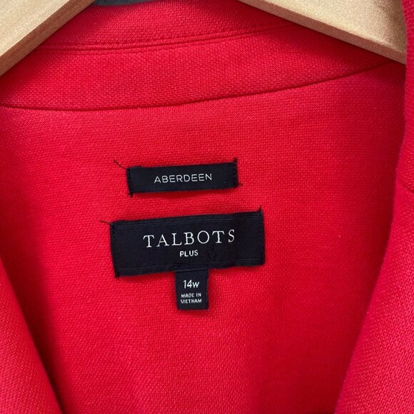 Talbots Blazer Womens 14W Plus Aberdeen Red Knit Stretch Button Pockets Office - Picture 5 of 9